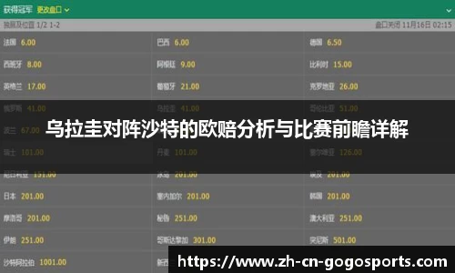 乌拉圭对阵沙特的欧赔分析与比赛前瞻详解